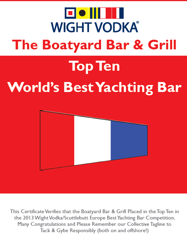 Boatyard bar names top ten world's best yachting bars by Wight Vodka come in and find out what all of the press reviews are about